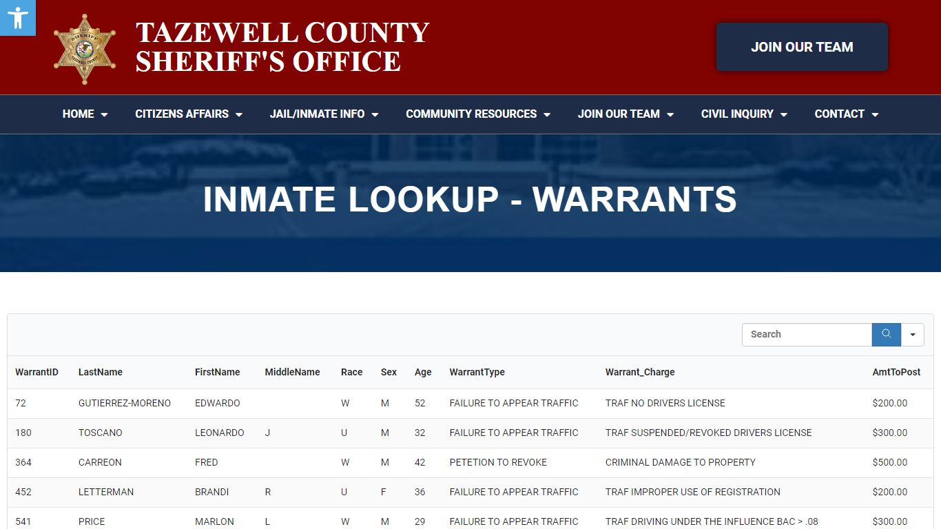 Inmate Lookup - W - Tazewell County Sheriff